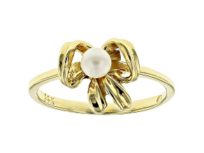 14k Yellow Gold Cultured White Freshwater Pearl Ring
