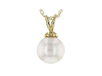 Picture of 14kt Yellow Gold 8-9mm Cultured Japanese Akoya Pearl Pendant With 18" Chain