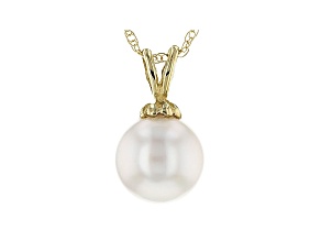 14kt Yellow Gold 8-9mm Cultured Japanese Akoya Pearl Pendant With 18" Chain