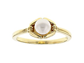 14k Yellow Gold Childrens Cultured White Freshwater Pearl Ring