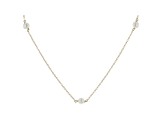 14k Yellow Gold Childrens 4-4.5mm White Cultured Freshwater Pearl Station Necklace 14"