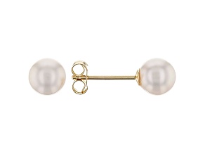14kt Yellow Gold 5-6mm Cultured Japanese Akoya Pearl Stud Earrings