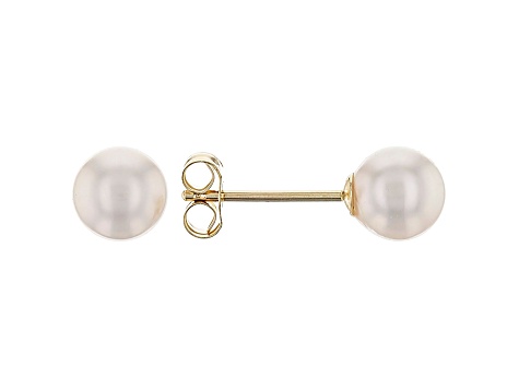 14kt Yellow Gold 5-6mm Cultured Japanese Akoya Pearl Stud Earrings ...