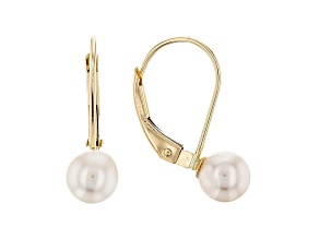 14k Yellow Gold Childrens Cultured Freshwater Pearl Leverback Earrings