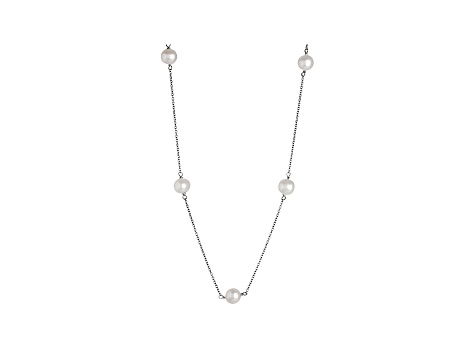 Rhodium Over Sterling Silver 6-7mm Cultured Japanese Akoya Pearl ...