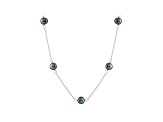 Rhodium Over Sterling Silver 7-8mm Black Cultured Freshwater Pearl Necklace 18"