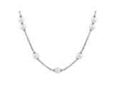 Sterling Silver 8-9mm White Cultured Freshwater Pearls Necklace, 18'' + 2'' Extender