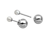4.5-5mm White Cultured Freshwater Pearl Silver Ball Stud Earrings