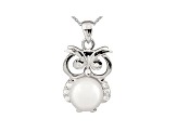 8-9mm Cultured Freshwater Pearl & Cubic Zirconia Silver Pendant With Chain