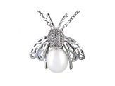 8-9mm White Cultured Freshwater Pearl & Bella Luce® Silver Pendant With Chain