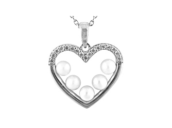 Picture of 3-4mm White Cultured Freshwater Pearl & Bella Luce® Silver Pendant With Chain