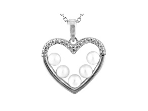 3-4mm White Cultured Freshwater Pearl & Bella Luce® Silver Pendant With Chain