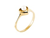 4-5mm White Cultured Freshwater Pearl 14k Yellow Gold Heart Ring