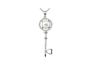 9-10mm Cultured Freshwater Pearl & Bella Luce® Silver Pendant With Chain