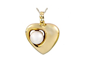 8-9mm White Cultured Freshwater Pearl 14k Yellow Gold Pendant With Chain