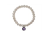 Pearlfection® 7-8mm Cultured Freshwater Pearl With Cubic Zirconia Charm Stretch Bracelet