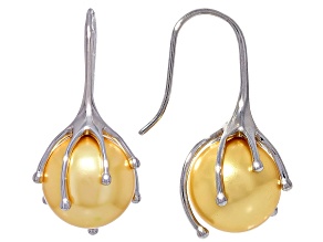 Pearlfection® Golden South Sea Simulant Rhodium Over Sterling Silver Earrings