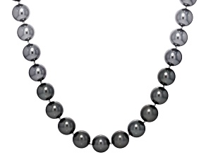 Pearlfection® Tahitian Simulant Rhodium Over Sterling Silver 24 Inch Strand Necklace.