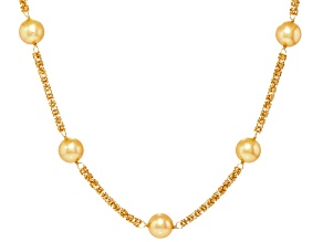 Pearlfection® Golden South Sea Simulant 18k Yellow Gold Over Sterling Silver 20 Inch Necklace