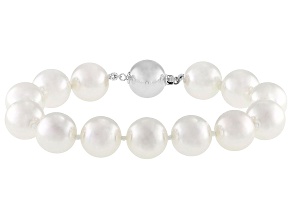 Pearlfection® White South Sea Simulant Rhodium Over Sterling Silver Bracelet