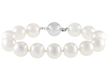Picture of Pearlfection® White South Sea Simulant Rhodium Over Sterling Silver Bracelet