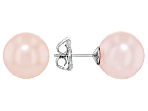 Pearlfection® Kasumiga Simulant Rhodium Over Sterling Silver Stud Earrings