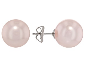 Pearlfection® Kasumiga Simulant Rhodium Over Sterling Silver Stud Earrings