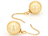 Pearlfection® Golden South Sea Simulant 18K Yellow Gold Plated Earrings