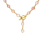 Perla Milano™ Multi-Pink Cultured Freshwater Pearl 18k Yellow Gold Over Bronze 20 Inch Necklace