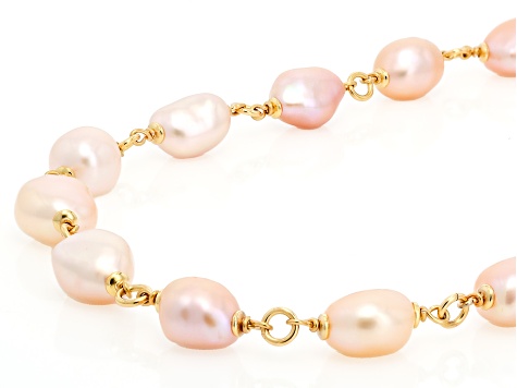 Perla Milano™ Multi-Pink Cultured Freshwater Pearl 18k Yellow Gold Over Bronze 20 Inch Necklace
