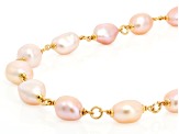 Perla Milano™ Multi-Pink Cultured Freshwater Pearl 18k Yellow Gold Over Bronze 20 Inch Necklace