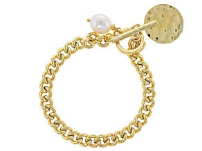 Genusis™ White Cultured Freshwater Pearl 18k Yellow Gold Over Bronze Toggle Bracelet