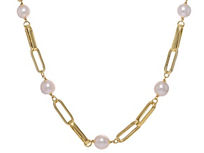 Genusis™ White Cultured Freshwater Pearl 18k Yellow Gold Over Bronze 21 Inch Station Necklace