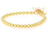 White Cultured Freshwater Pearl 18k Yellow Gold Over Bronze Stretch Bracelet