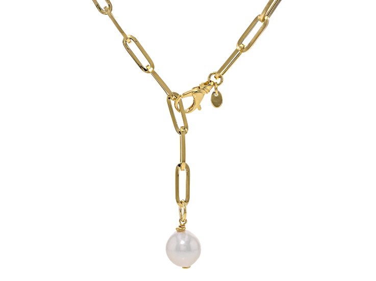 Genusis Pearlsâ„¢ White Cultured Freshwater Pearl 18k Yellow Gold Over Bronze 23 Inch Y Necklace