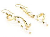 White Cultured Freshwater Pearl 18k Yellow Gold Over Bronze Earrings