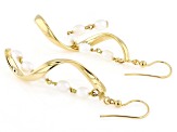 White Cultured Freshwater Pearl 18k Yellow Gold Over Bronze Earrings