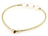 White Cultured Freshwater Pearl 18k Yellow Gold Over Bronze & Brass Bracelet