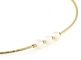 White Cultured Freshwater Pearl 18k Yellow Gold Over Bronze & Brass Necklace