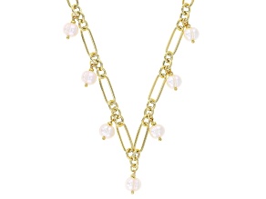 White Cultured Freshwater Pearl 18k Yellow Gold Over Bronze 20 Inch Necklace