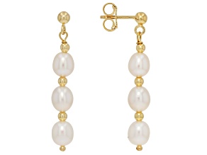 Genusis™ White Cultured Freshwater Pearl 18k Yellow Gold Over Bronze Earrings