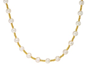 Genusis™ White Cultured Freshwater Pearl 18k Yellow Gold Over Bronze 18" Necklace