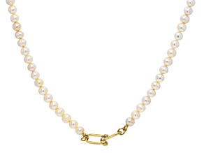 Genusis™ White Cultured Freshwater Pearl 18k Yellow Gold Over Bronze 18" Necklace