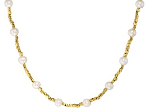 Genusis™ White Cultured Freshwater Pearl 18k Yellow Gold Over Bronze 18" Necklace