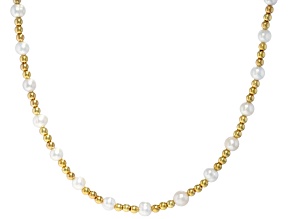 Genusis™ White Cultured Freshwater Pearl 18k Yellow Gold Over Bronze 17" Necklace