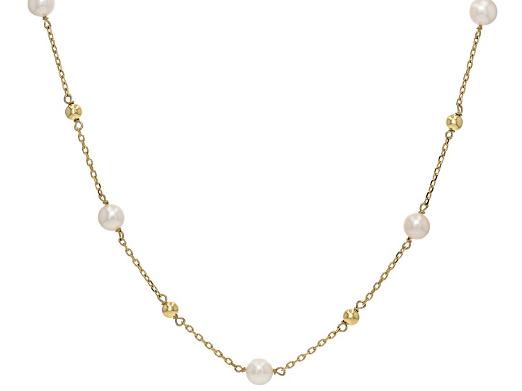 Genusis™ White Cultured Freshwater Pearl 18k Yellow Gold Over