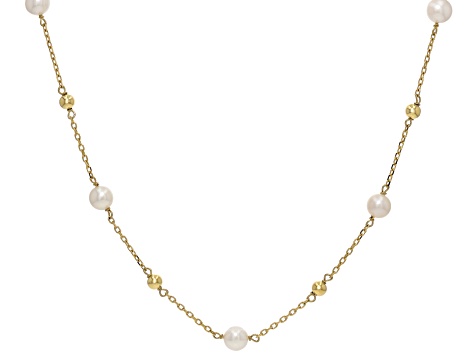 Genusis™ White Cultured Freshwater Pearl 18k Yellow Gold Over