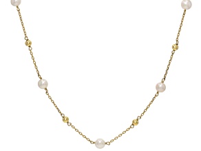 Genusis™ White Cultured Freshwater Pearl 18k Yellow Gold Over Bronze 16" Necklace