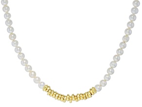 Genusis™ White Cultured Freshwater Pearl 18k Yellow Gold Over Bronze 18" Necklace
