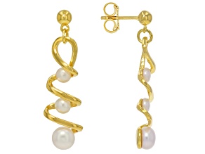 Genusis™ White Cultured Freshwater Pearl 18k Yellow Gold Over Bronze Earrings